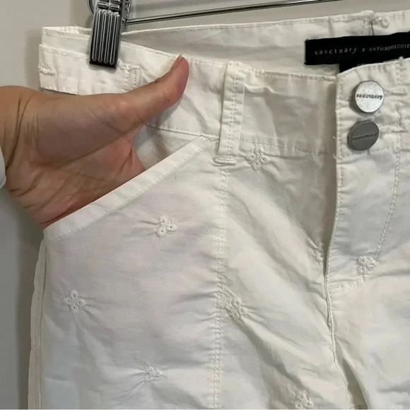 Anthropologie Sanctuary  White Terrain Cropped Cargo Utility Pant Eyelet Detail - Picture 6 of 16